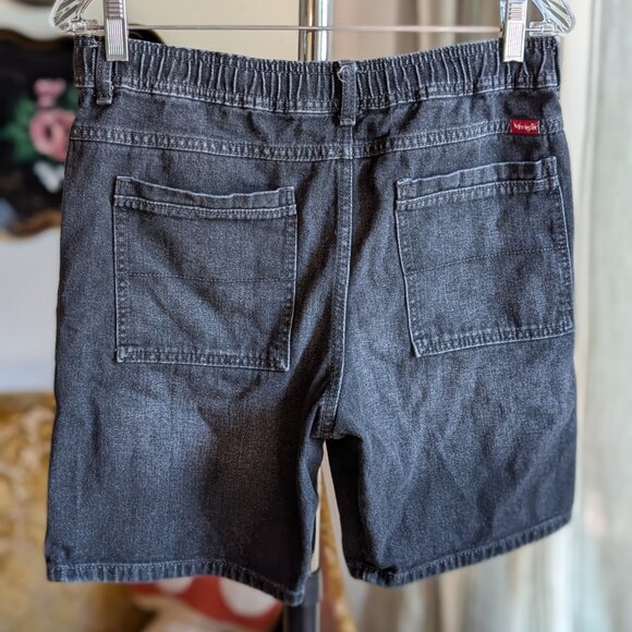 Black Denim Wrangler Draw String Shorts - Picture 2 of 6